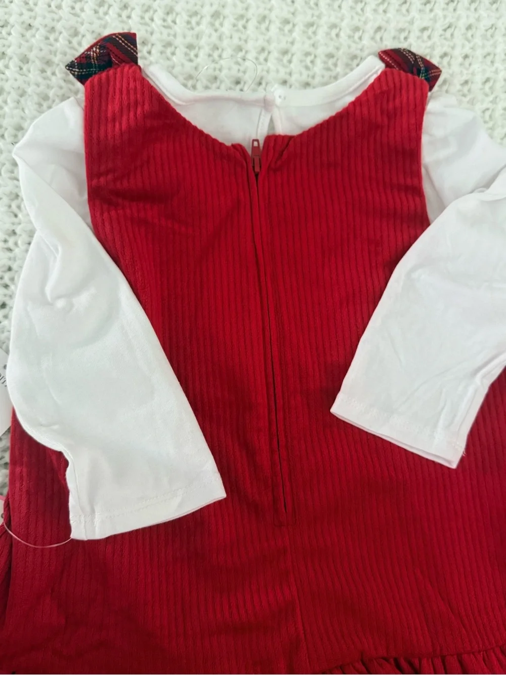 Rare Editions Baby Girls 2-Piece Reindeer Corduroy Dress Set in red/white Sz 18